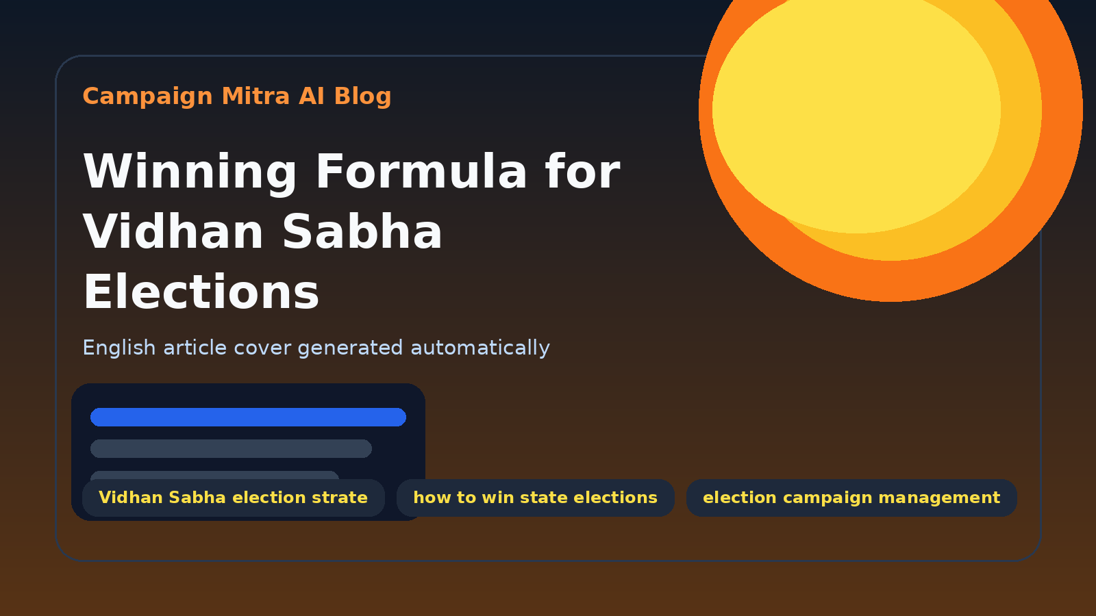 Winning Formula for Vidhan Sabha Elections