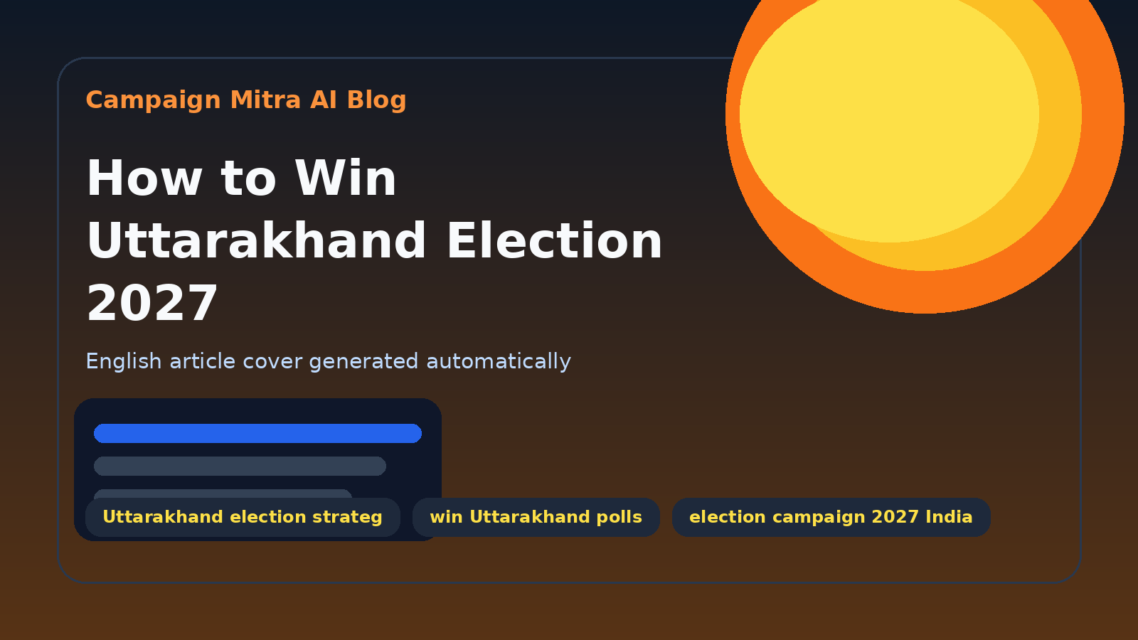 How to Win Uttarakhand Election 2027