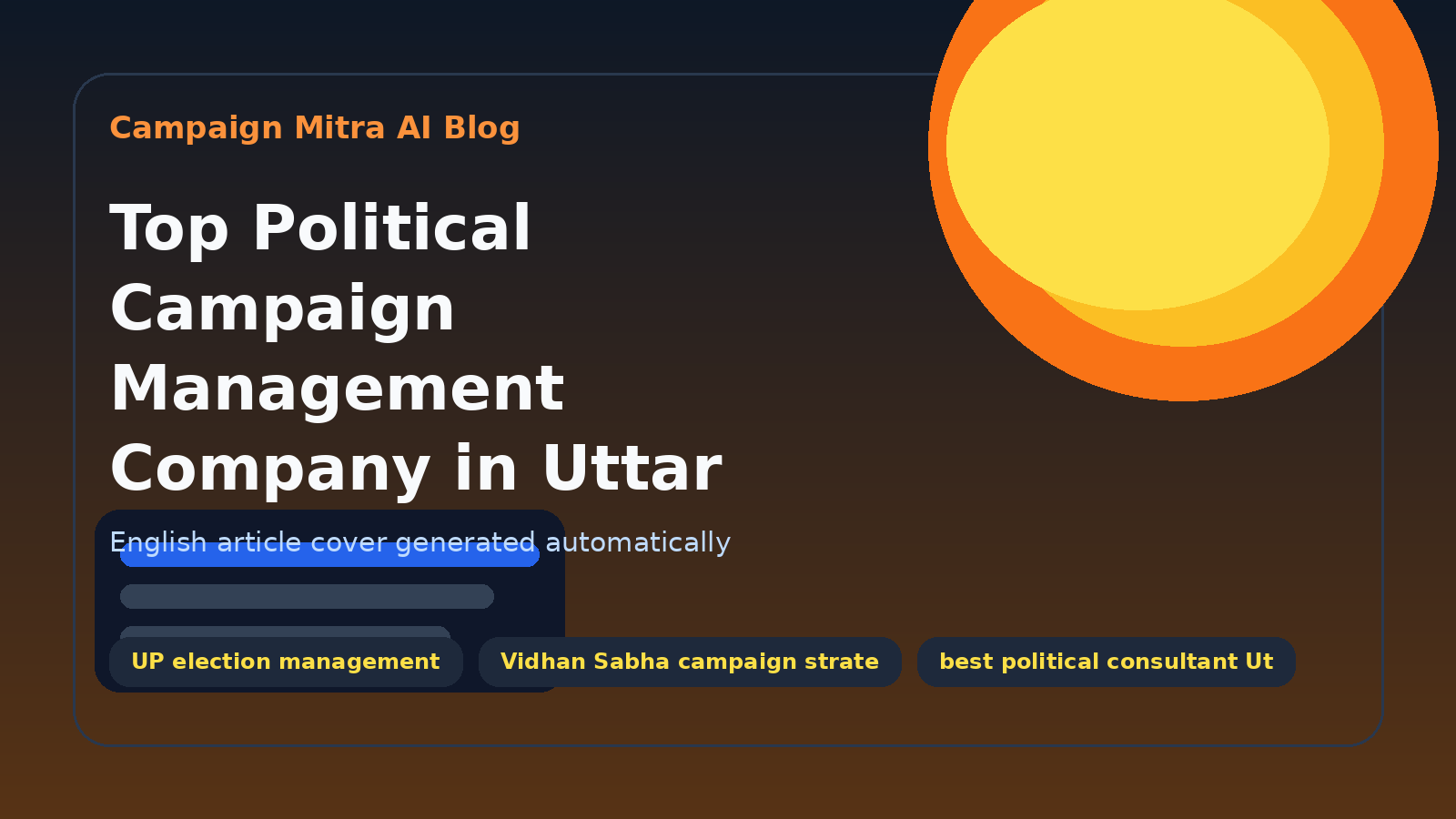 Top Political Campaign Management Company in Uttar Pradesh for Vidhan Sabha Elections