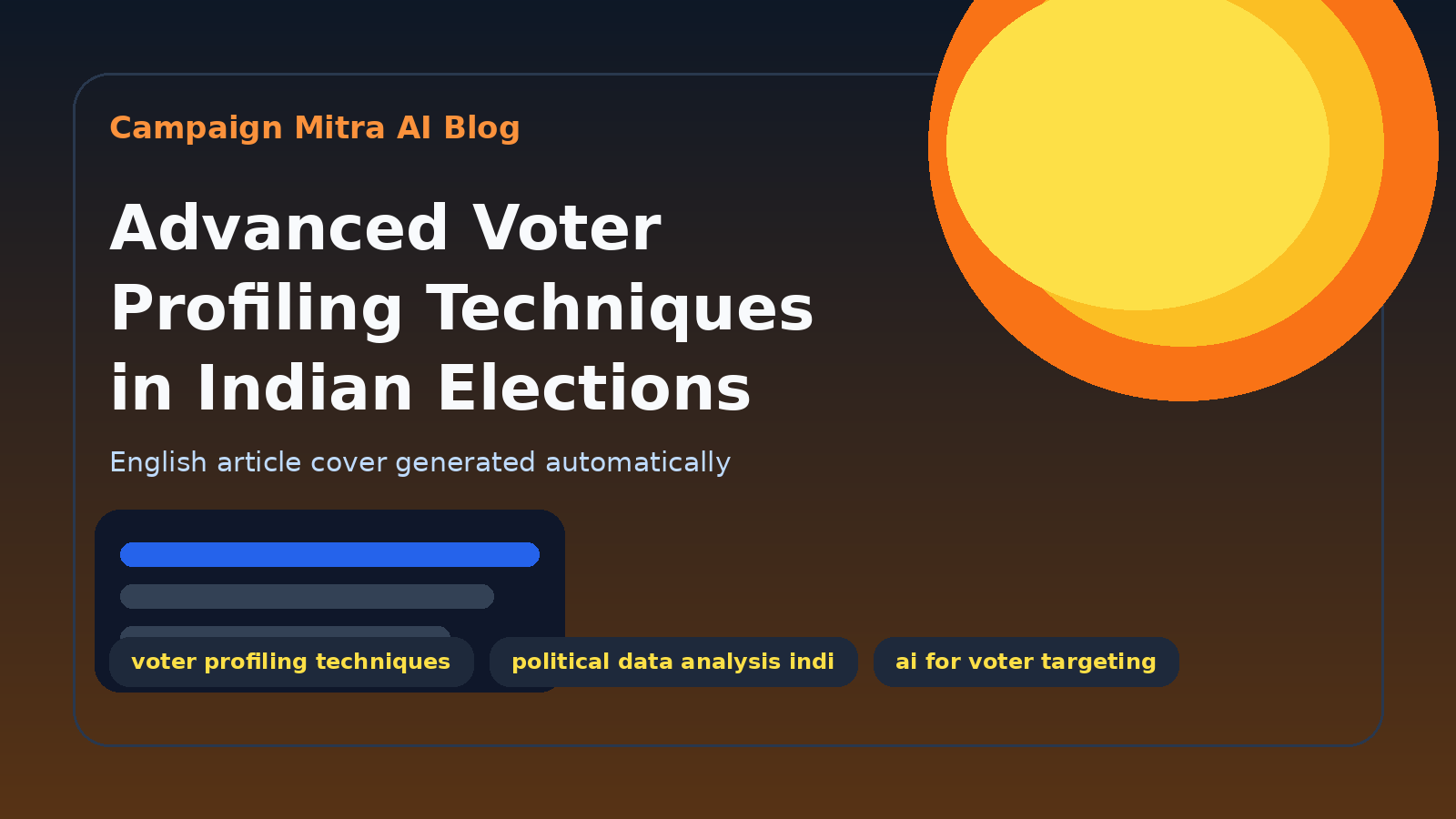 Advanced Voter Profiling Techniques in Indian Elections