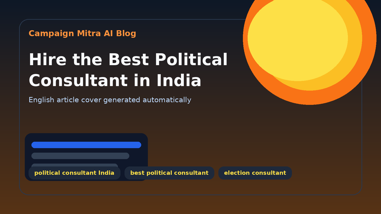 Hire the Best Political Consultant in India