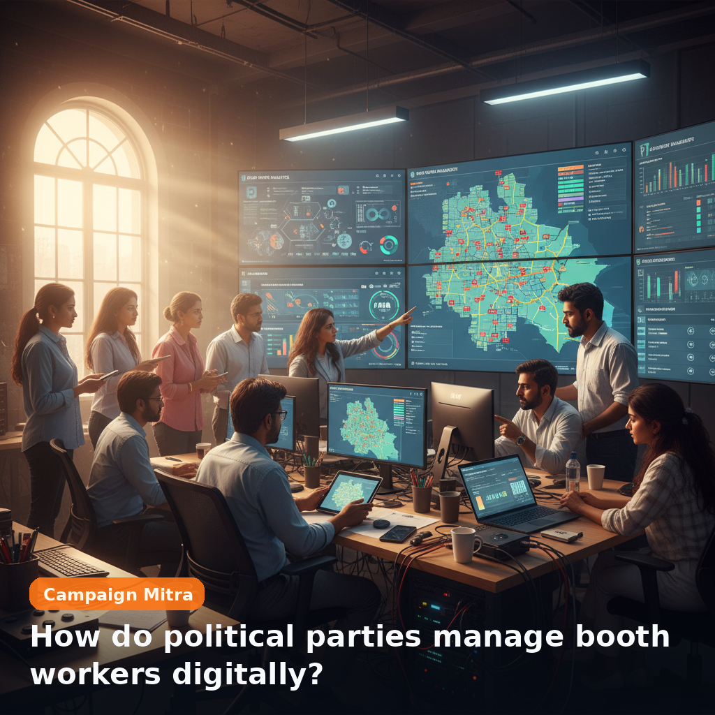 How do political parties manage booth workers digitally?