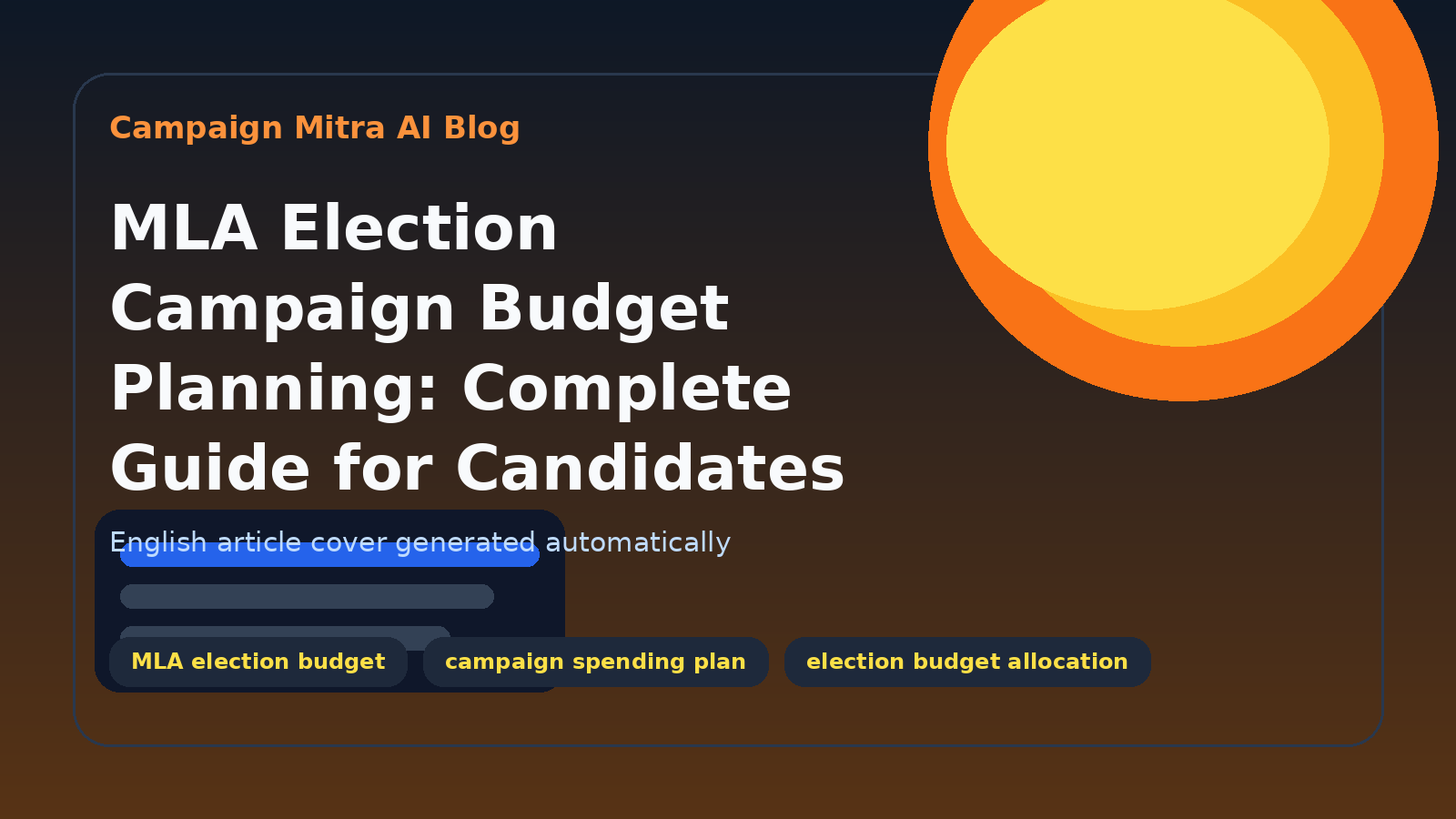 MLA Election Campaign Budget Planning: Complete Guide for Candidates