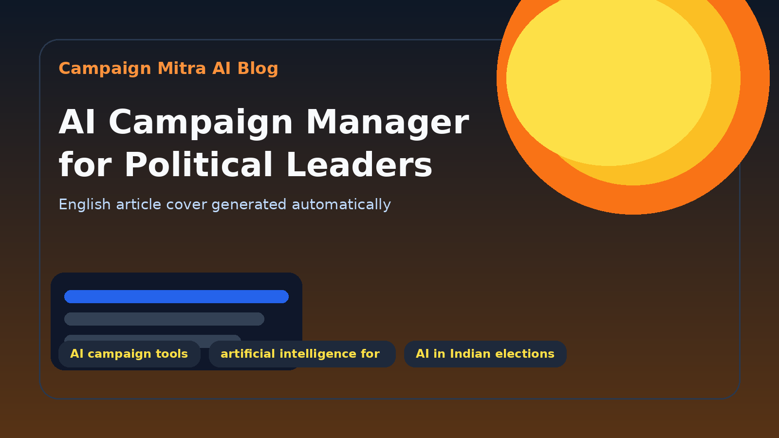 AI Campaign Manager for Political Leaders