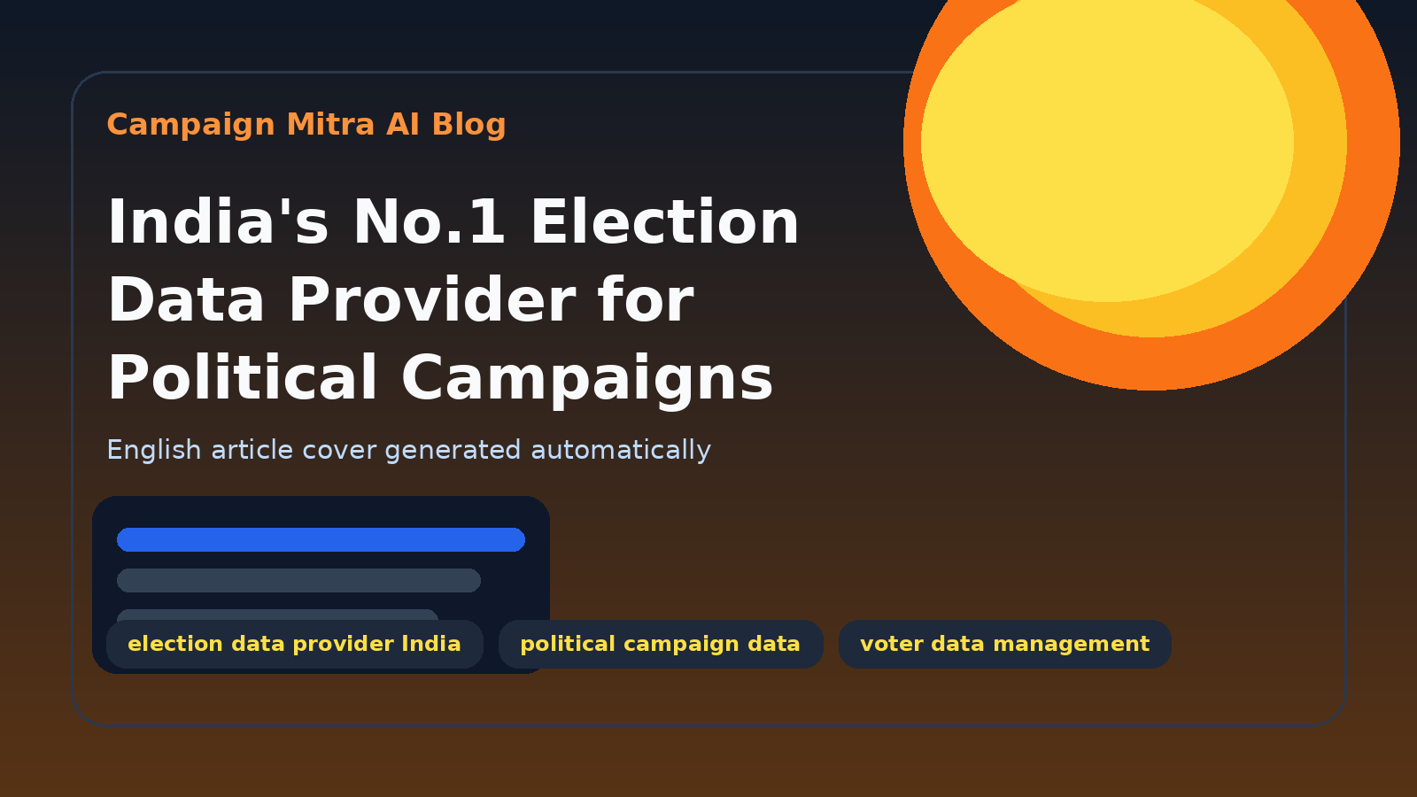 India's No.1 Election Data Provider for Political Campaigns